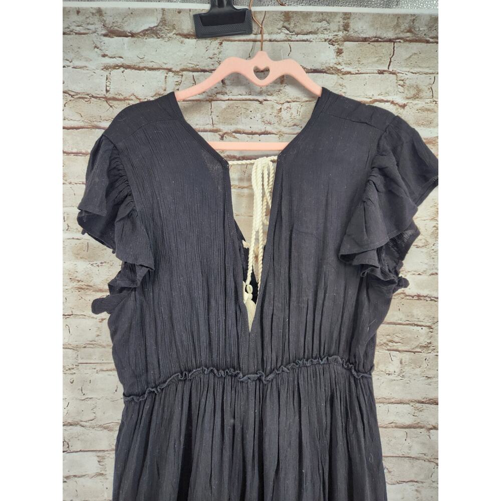 POL Boho Boutique Dress Size Small NEW Black Gold Detail Flowing Dress - Picture 4 of 6